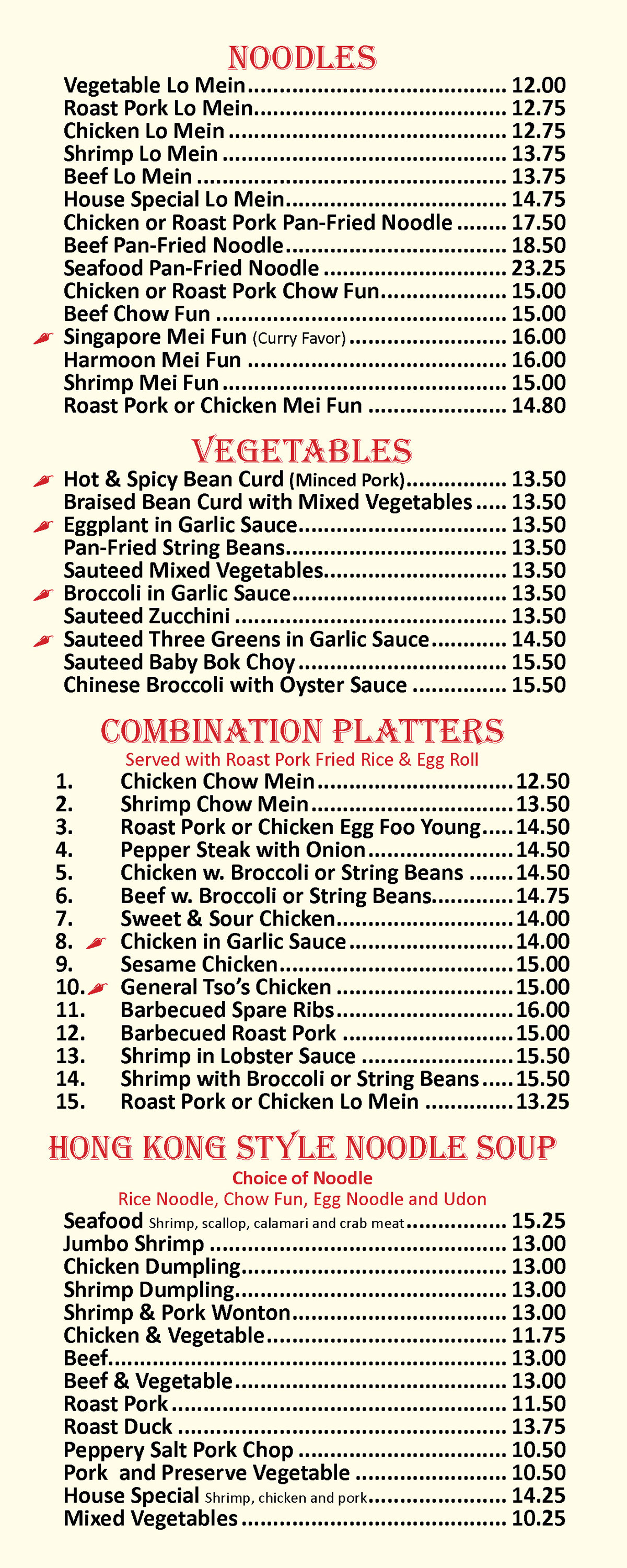 Jac Mao Menu